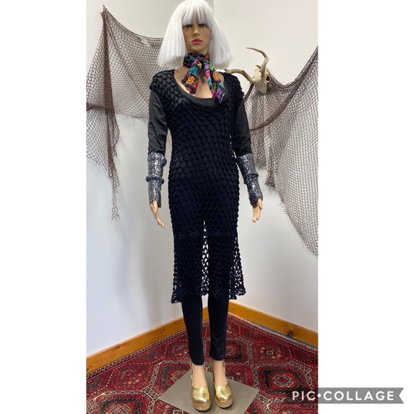 Unbranded Dresses & Skirts - ☘️☘️SALE☘️☘️Black Crochet Fishnet Tunic Dress~OSFM